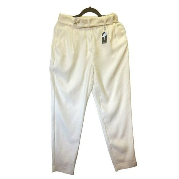 EXPRESS Light Beiges Women’s Pants Ankle Super HighRise Belted Size 4 NWT - Picture 1 of 16